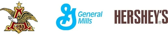 Anheuser-Busch, General Mills, and Hershey's logos