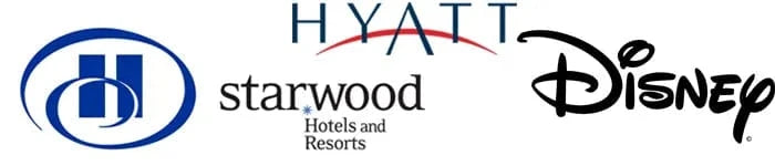 Hilton, Hyatt, Starwood Hotels, and Disney logos