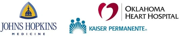Johns Hopkins Medicine, Oklahoma Heart Hospital, Kaiser Permanente logos