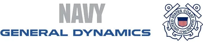 Navy and Coast Guard logos alongside General Dynamics logo