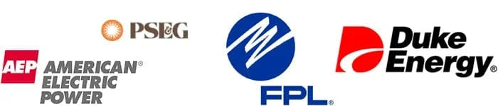 Logos of American Electric Power, PSEG, FPL, and Duke Energy