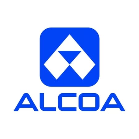 Alcoa logo with blue and white design on a white background
