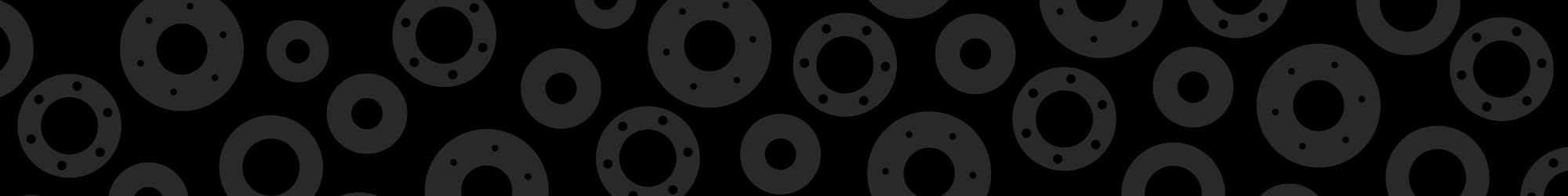 A repeating pattern of dark gray circular wheel-like or flange-shaped motifs on a black background.