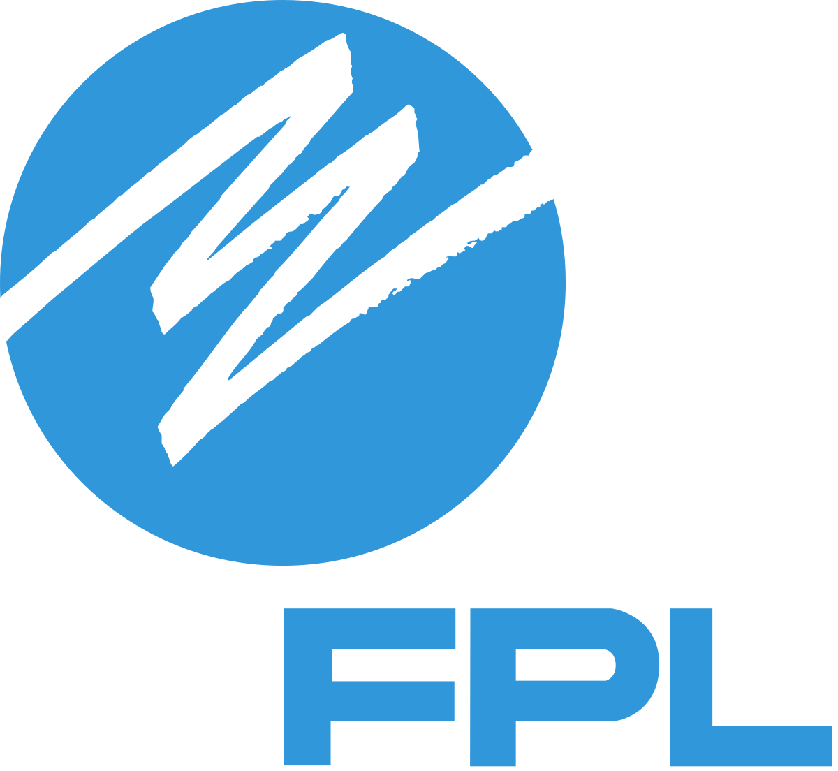 Florida Power & Light logo with blue circle and black lines