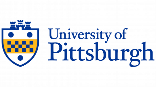 University of Pittsburgh logo with a shield and text on a transparent background