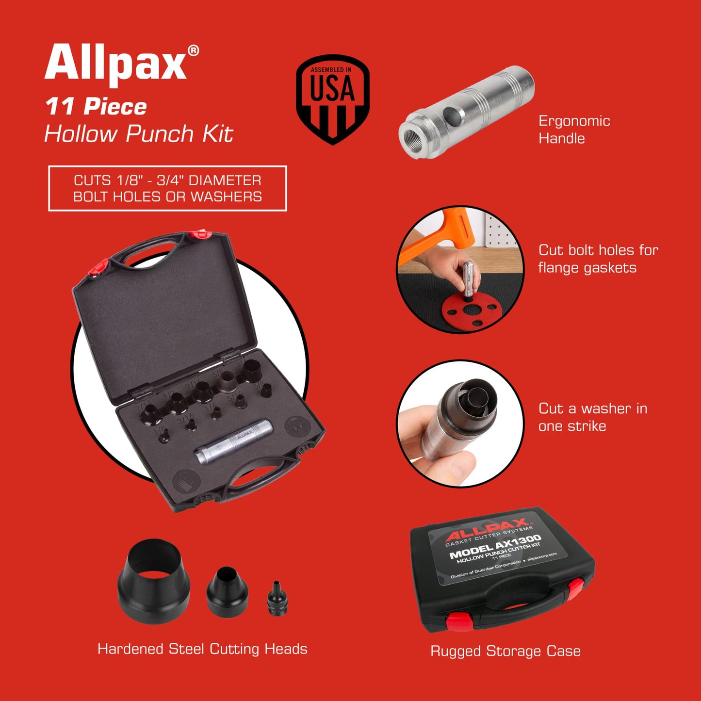 Hollow Punch Kit - 11 Piece - Features & Specs