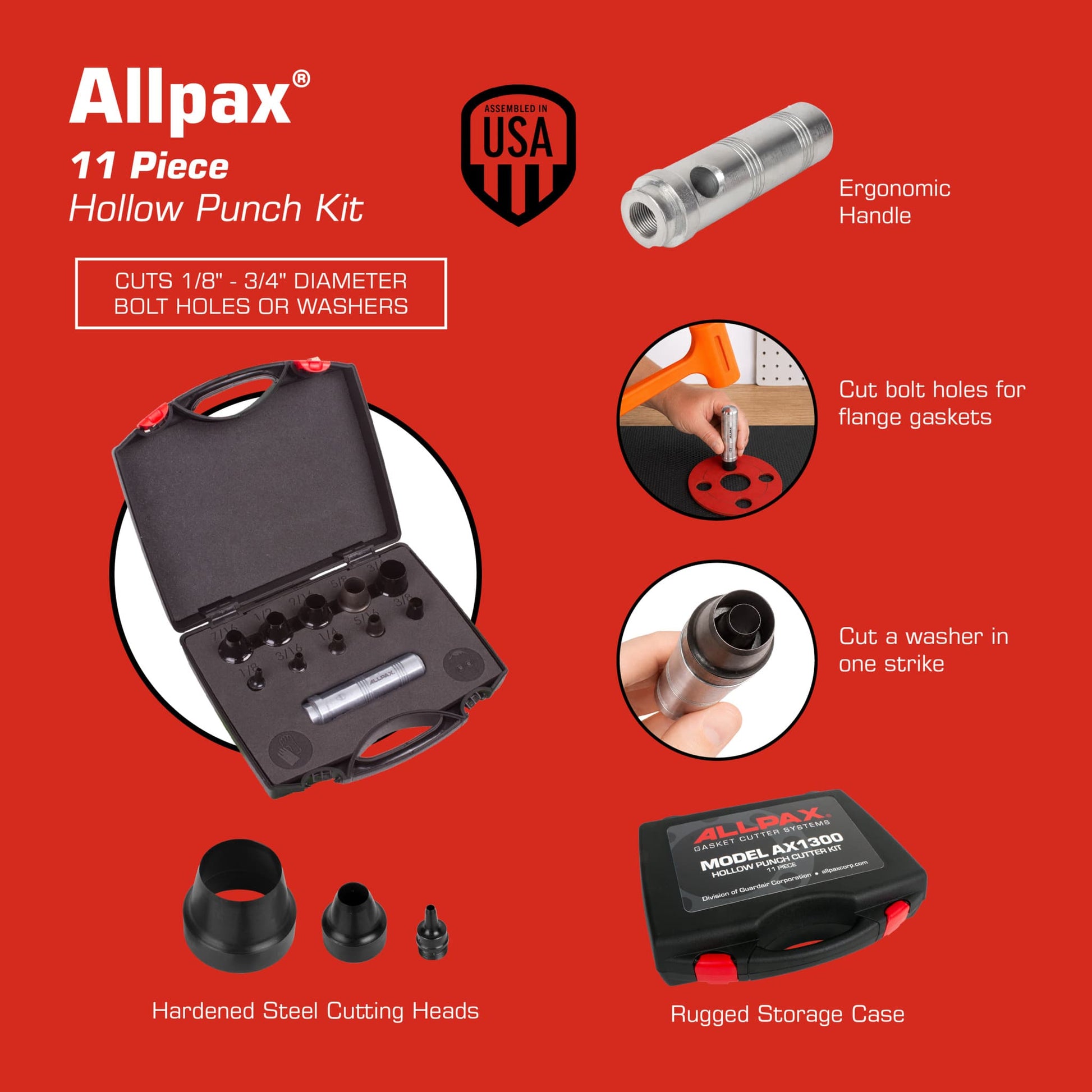 Hollow Punch Kit - 11 Piece - Features & Specs