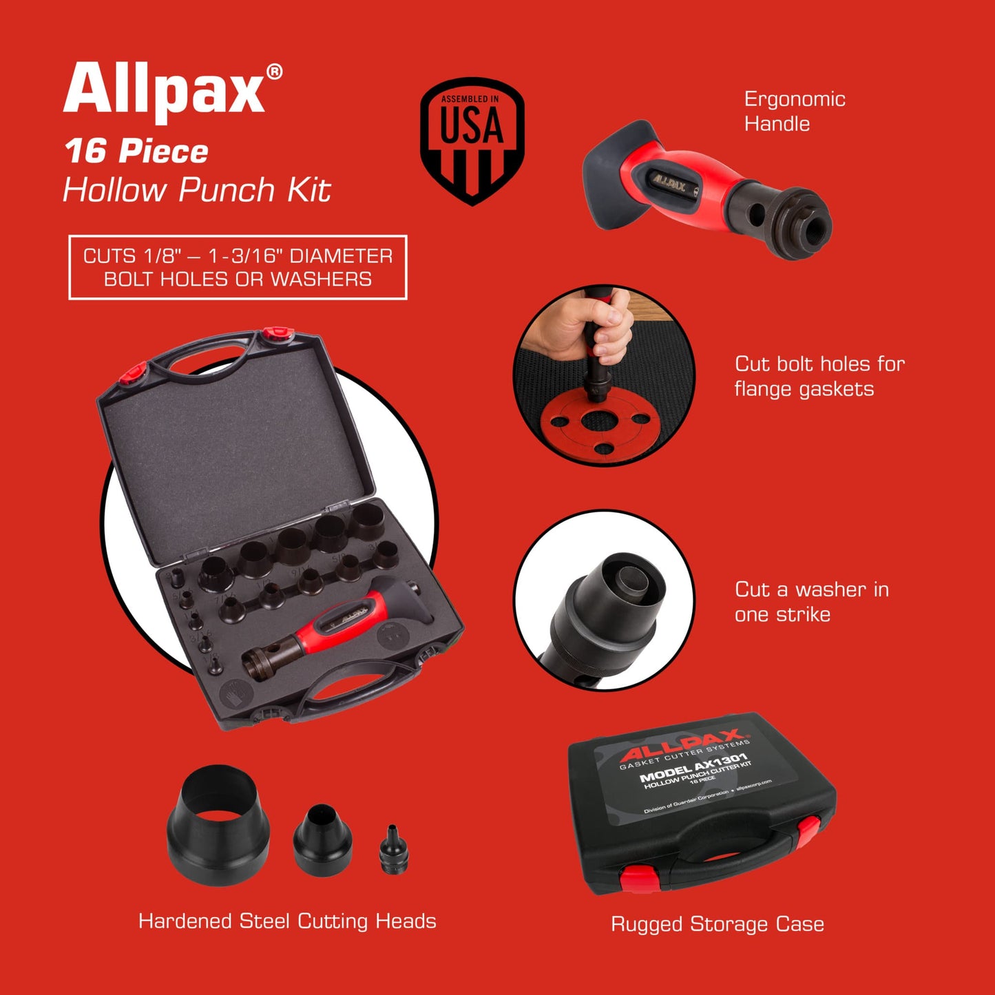 Hollow Punch Kit - 16 Piece - Features & Specs
