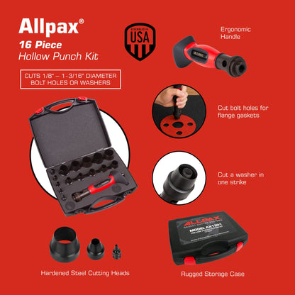 Hollow Punch Kit - 16 Piece - Features & Specs