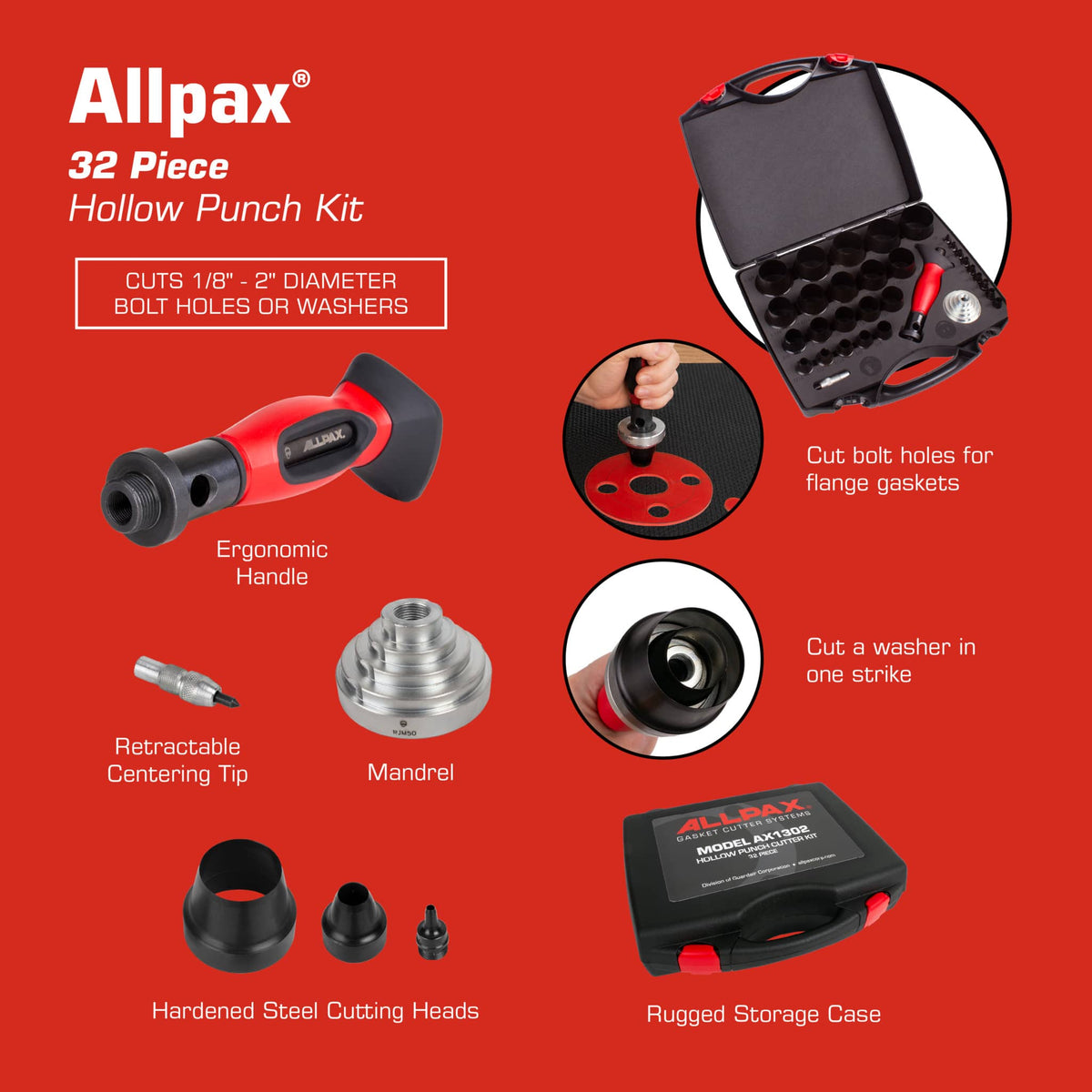 Hollow Punch Kit - 32 Piece - Features & Specs