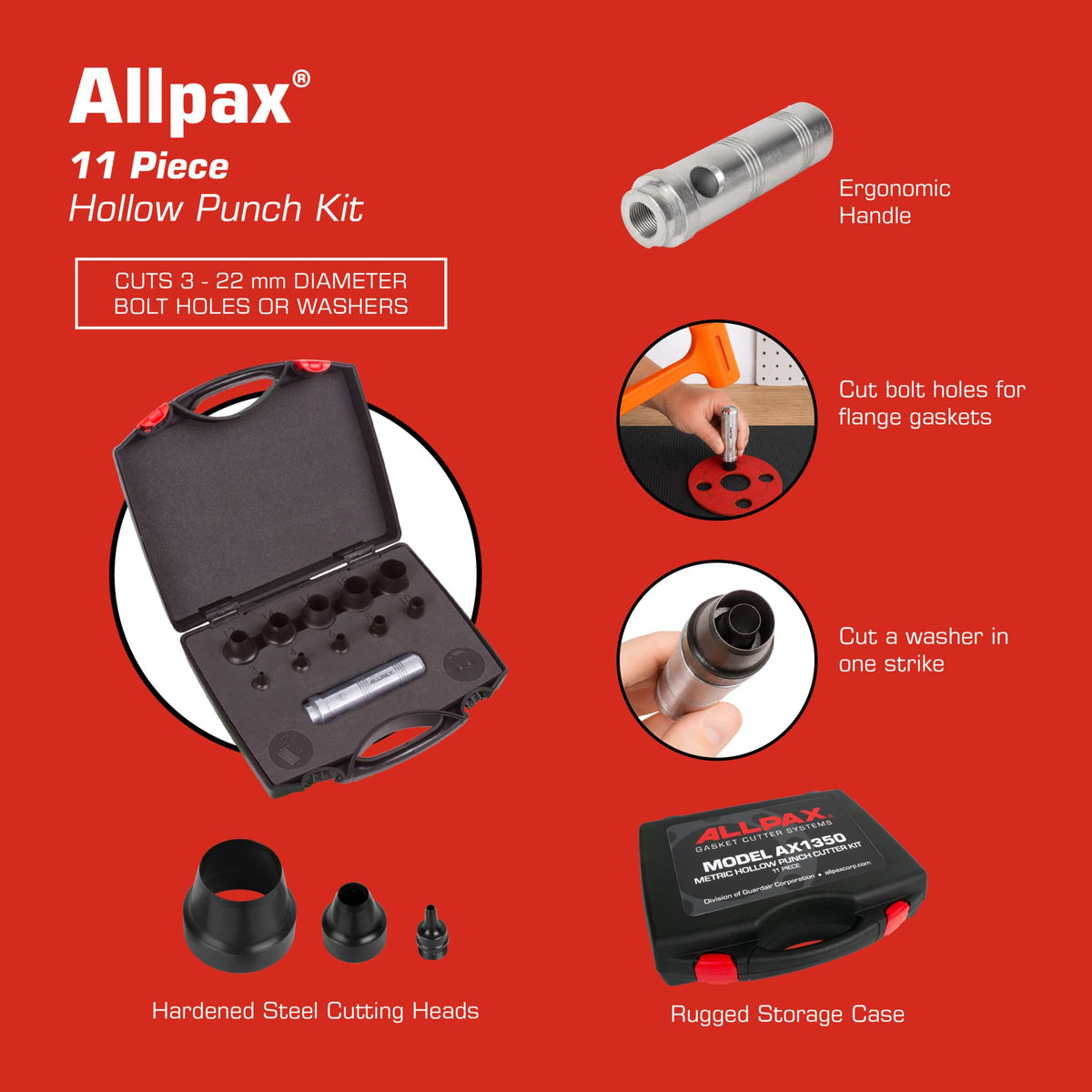 Metric Hollow Punch Kit - 11 Piece - Features & Specs