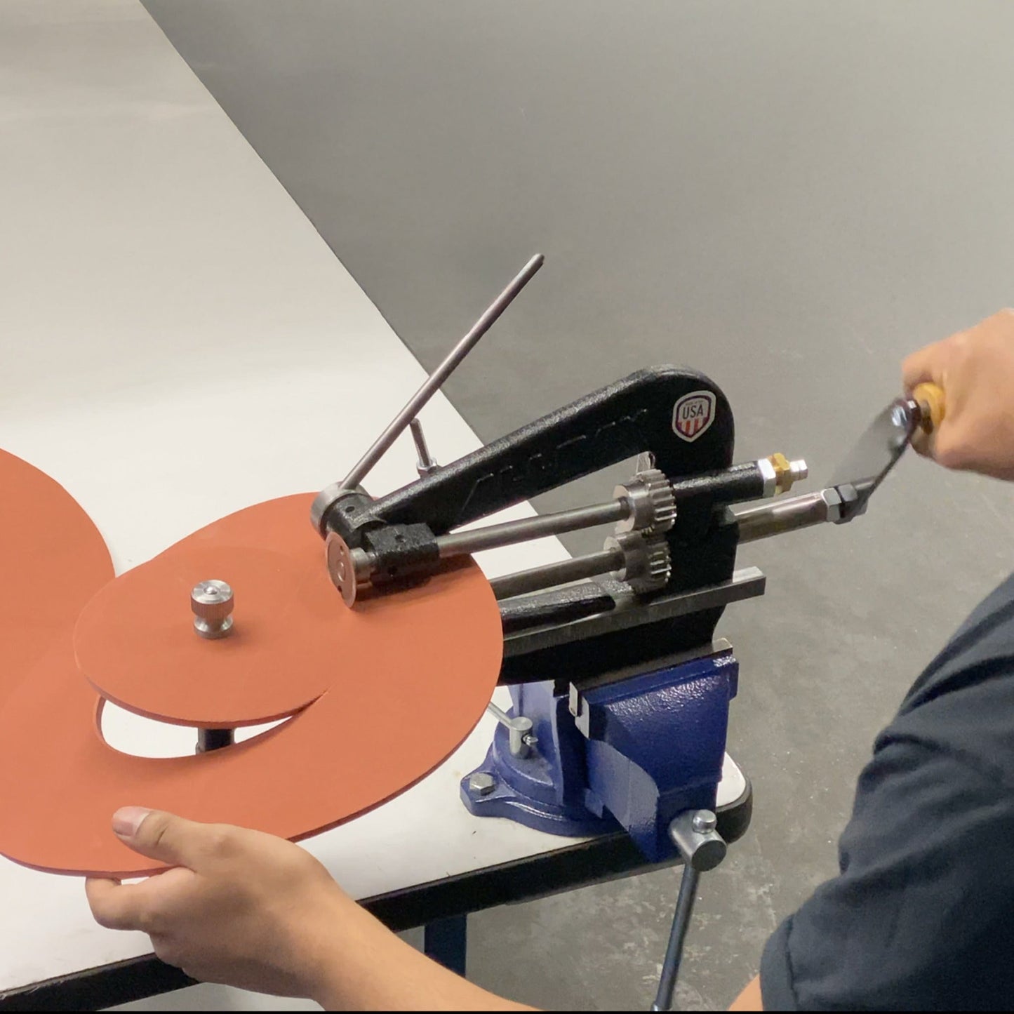 M3 Rotary-Style Gasket Cutter in Use